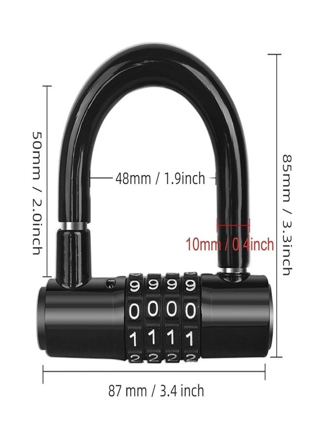 Divik Bike Lock 4 Digit, Heavy Duty Keyless Number Lock with 4-Digit Code, Waterproof Anti-Theft Resettable Password U-Lock for Motorbike, Bicycle, Scooter, Gym, School, Gate & Locker (1Pcs) - Image 2